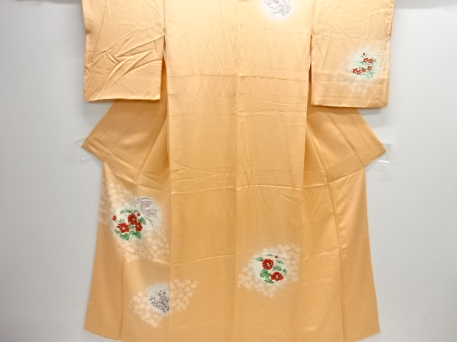 丸に枝花模様刺繍訪問着